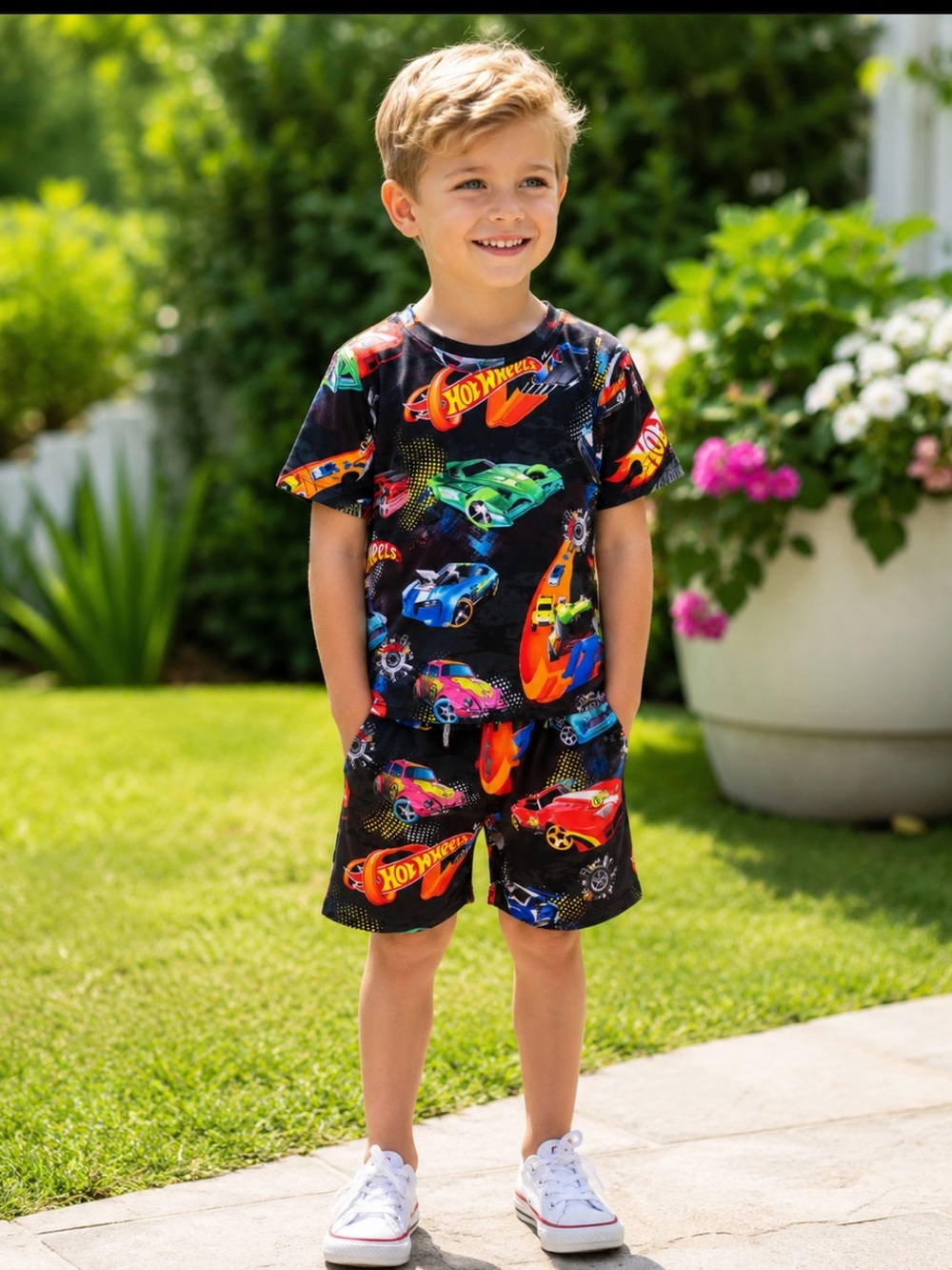 New Hot Wheels Theme Boys Boutique Short Set Summer Casual Cars Fun Comfy